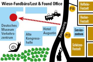 Das Wiesn-Fundbüro ist neben dem Oktoberfestgelände